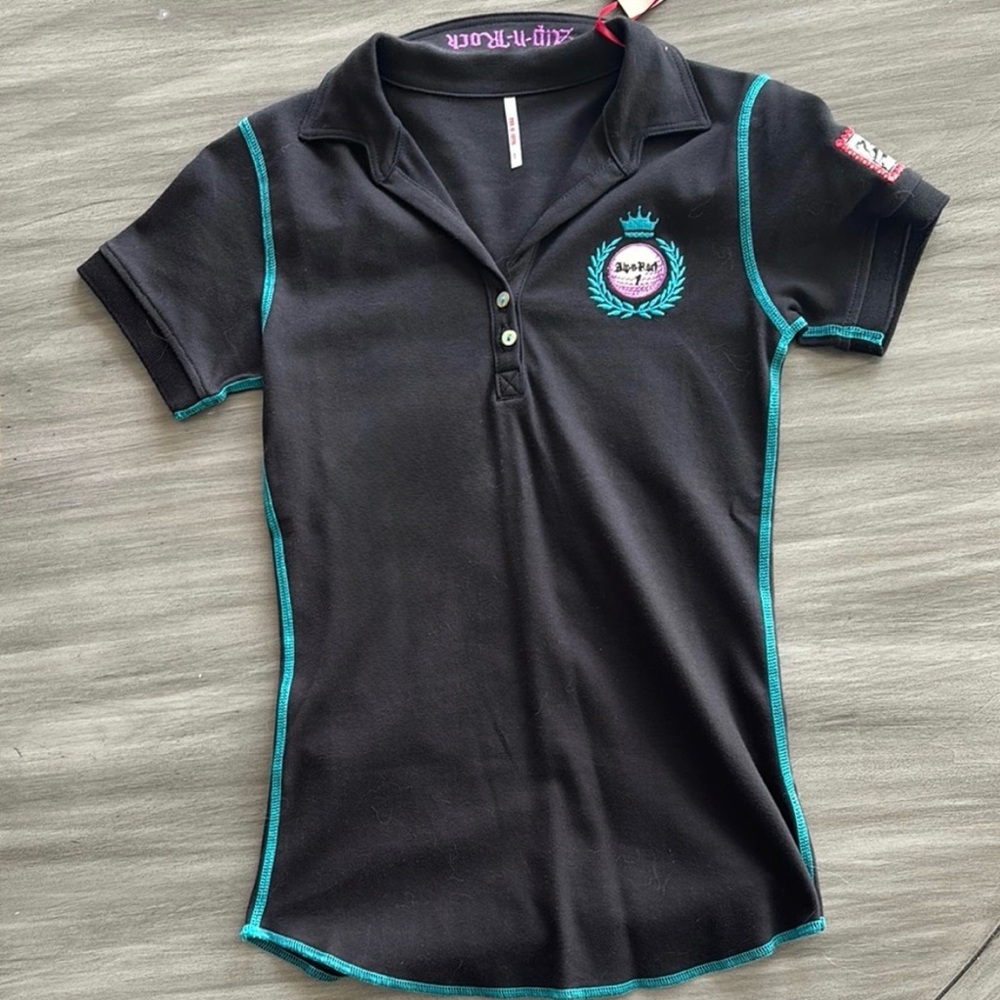 Alp N Rock Black and Blue Organic Cotton Polo with Fitted Design